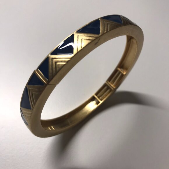 Lia Sophia Blue and Gold Point Stretch Bangle Bracelet Size M - Picture 4 of 5